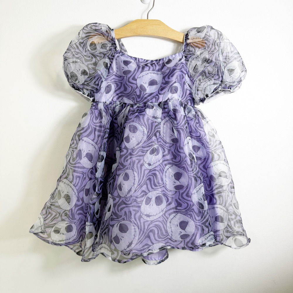 Disney Nightmare Before Christmas Dress Girls S 6/7 Purple Jack Skellington Puff